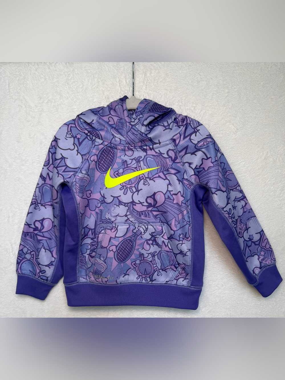 💜 Nike Therma-FIT Girls Purple Graphic Hoodie – Size 2T